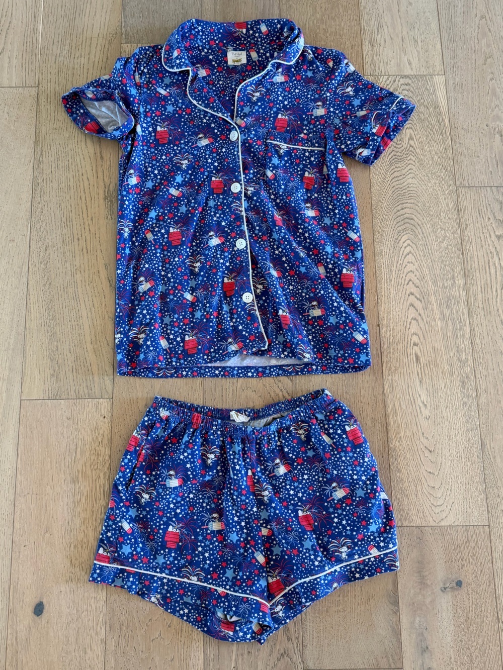 Bed Head Pajamas x Peanuts Pajama Set Red White and Blue XS